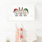 Tandarts Dental Christmas Santa Floss kerstboom Spandoek (Insitu)