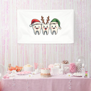 Tandarts Dental Christmas Santa Floss kerstboom Spandoek