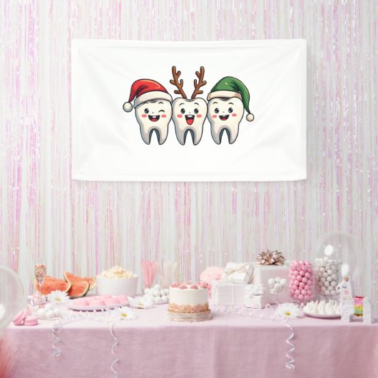 Tandarts Dental Christmas Santa Floss kerstboom Spandoek (Feest)