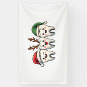 Tandarts Dental Christmas Santa Floss kerstboom Spandoek (Verticaal)