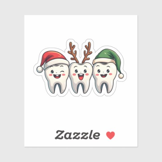 Tandarts Dental Christmas Santa Floss kerstboom Sticker (Vel)