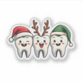 Tandarts Dental Christmas Santa Floss kerstboom Sticker (Voorkant)