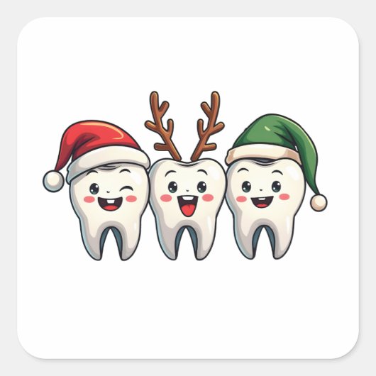 Tandarts Dental Christmas Santa Floss kerstboom Vierkante Sticker (Voorkant)
