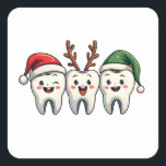 Tandarts Dental Christmas Santa Floss kerstboom Vierkante Sticker<br><div class="desc">Floss Christmas Design,  Christmas Floss Graphic,  Tandheelkundige Vakantie Kunst,  Tanden met Kerstmuts,  Tandarts Christmas Design,  Feestelijke Tandheelkundige Kunst,  Floss met Kerstmuts,  Kerst Tandheelkundige Thema,  Vakantie Floss Design,  Santa Hat Floss Graphic</div>