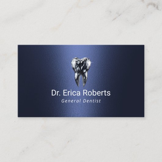 Tandarts Diamant Tand Moderne Marine Blauw Tandhee Visitekaartje (Voorkant)