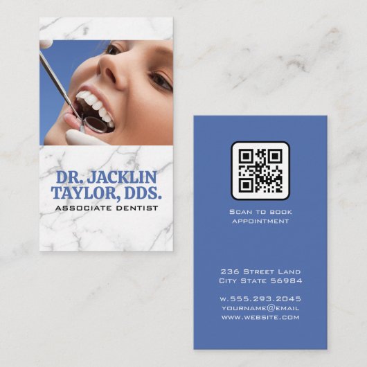 Tandarts die tanden inspecteren visitekaartje (Voorkant / Achterkant)