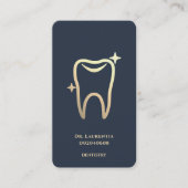 Tandarts Elegant Gold Charcoal Blue Visitekaartje (Voorkant)