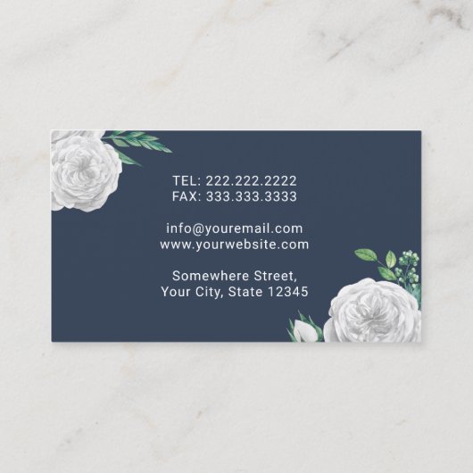 Tandarts Elegant Wit Bloemen Tandheelkundige Zorg  Visitekaartje (Achterkant)