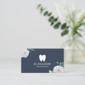 Tandarts Elegant Wit Bloemen Tandheelkundige Zorg  Visitekaartje (Staand voorkant)