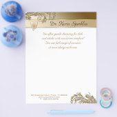 Tandarts Flyer Tand Logo Gouden Bladeren Glitters (Enkel)