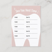 Tandarts Girly Pastel Roze Tandheelkundige Afspraa Afsprakenkaartje (Voorkant)