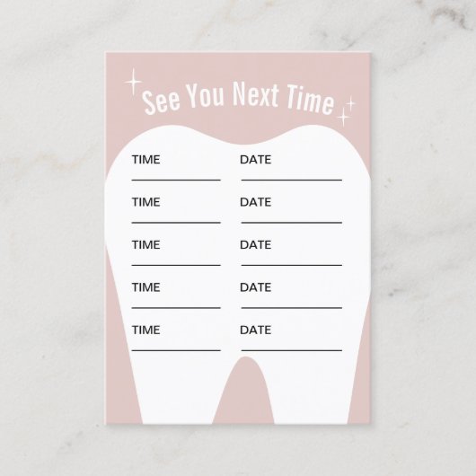 Tandarts Girly Pastel Roze Tandheelkundige Afspraa Afsprakenkaartje (Voorkant)