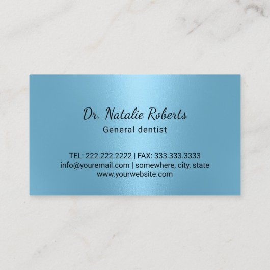 Tandarts Glimlach Tand Moderne Lichtblauwe Tandhee Visitekaartje (Achterkant)