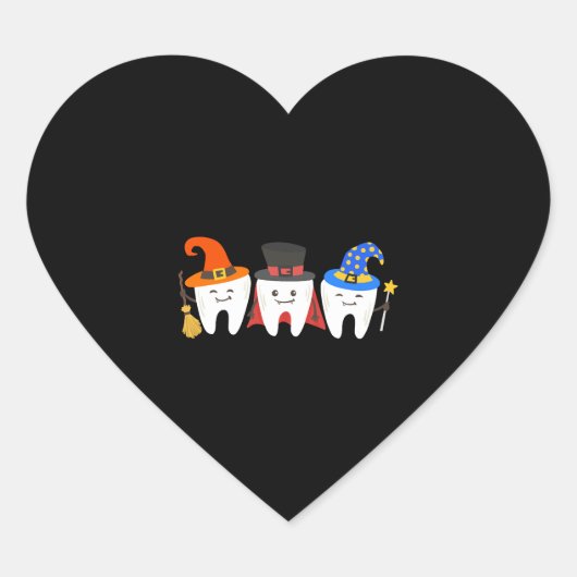 Tandarts Halloween Tanden Tand Hart Sticker (Voorkant)