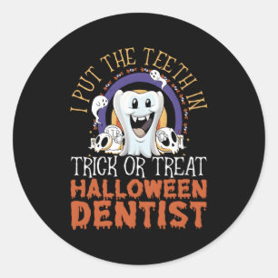 Tandarts Halloween Trick or treat Tandheelkunde Ronde Sticker
