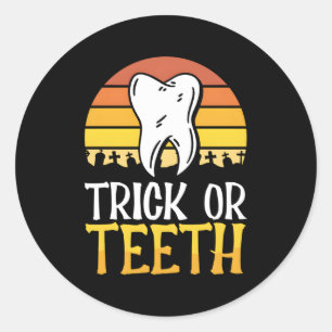 Tandarts Halloween Trick or treat Tandheelkundige Ronde Sticker