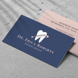 Tandarts Heldere Tand Logo Navy Blauw Roze Dental Visitekaartje