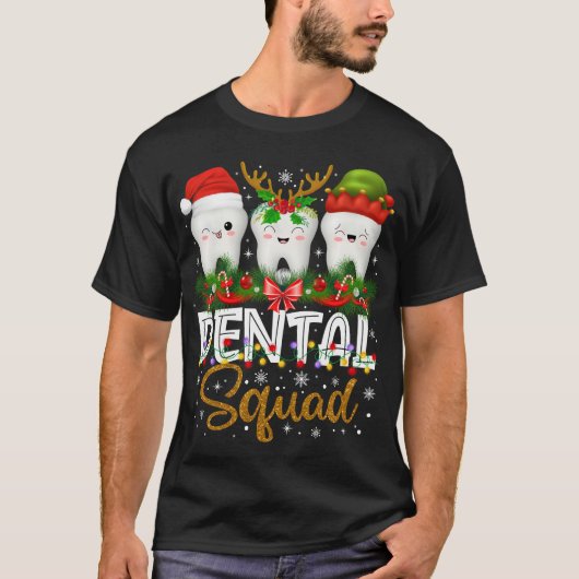 Tandarts Hygiëniste Kerstverlichting Tandheelkundi T-shirt (Voorkant)