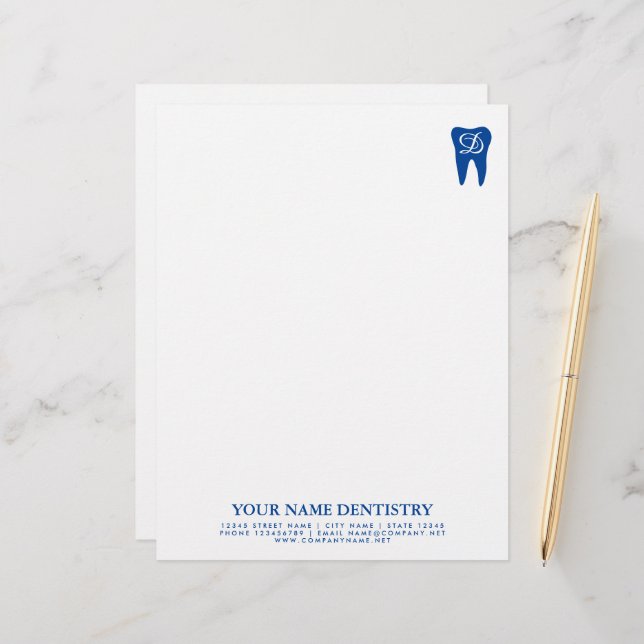 Tandarts kantoor letterhead sjabloon en tand logo briefhoofd (Voorkant / Achterkant in situ)