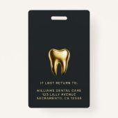 Tandarts Kantoor Professional Elegante foto Badge (Achterkant)