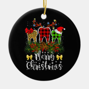 Tandarts Kerst Grappig Luipaard Geruit Tanden Tand Keramisch Ornament