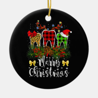 Tandarts Kerst Grappig Luipaard Geruit Tanden Tand Keramisch Ornament