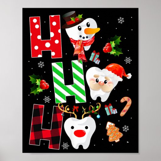 Tandarts Kerst Leuke Tand Tandheelkundige Gift Roo Poster (Voorkant)