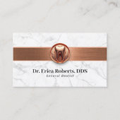 Tandarts Koperen Tand Logo Trendy Marmeren Tand Visitekaartje (Voorkant)