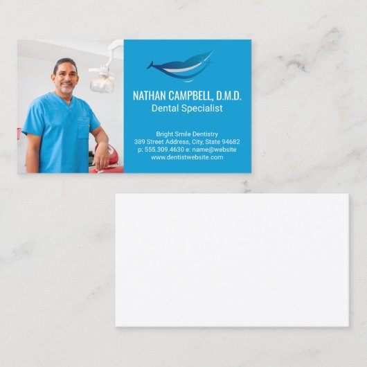 Tandarts Lachend in Kantoor Visitekaartje (Voorkant / Achterkant)