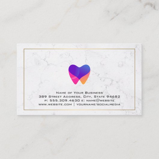 Tandarts Logo Kleurrijk | Marmer Visitekaartje (Achterkant)