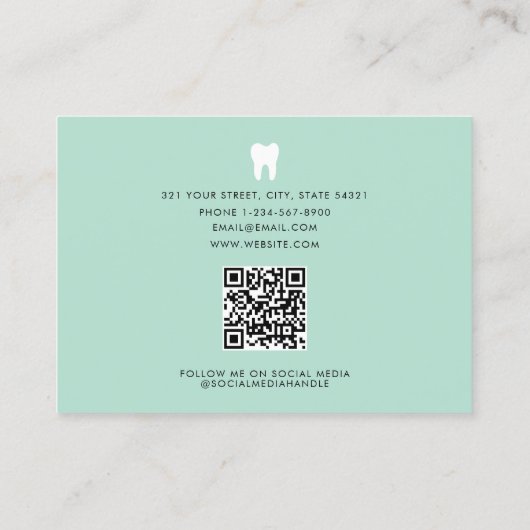 Tandarts Logo Tandheelkunde QR Code Social Media Visitekaartje (Achterkant)