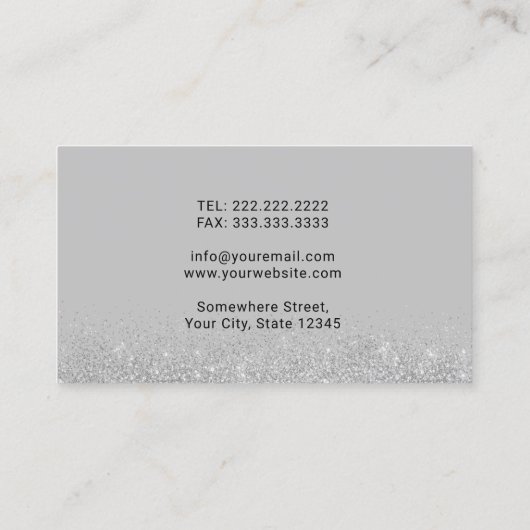 Tandarts Luxe Zilver Bloemen Blauw Tandheelkundige Visitekaartje (Achterkant)