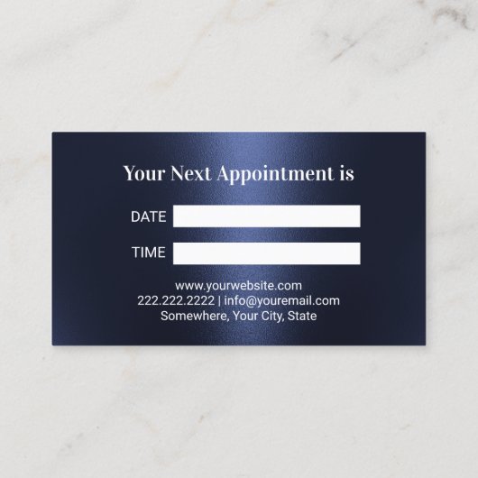 Tandarts Marine Blauw Glitter Tand Metaal Tand Afsprakenkaartje (Achterkant)