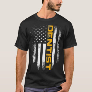 tandarts met Amerikaanse vlag voor tandheelkundig T-shirt