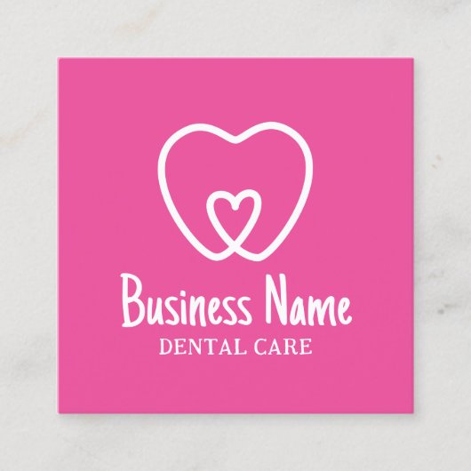 Tandarts Minimal Tooth Logo Roze Tandheelkundige Z Vierkante Visitekaartje (Voorkant)