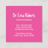 Tandarts Minimal Tooth Logo Roze Tandheelkundige Z Vierkante Visitekaartje (Achterkant)