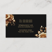 Tandarts Modern Goud Bloemen Zwart Tandheelkundige Visitekaartje (Achterkant)