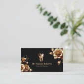 Tandarts Modern Goud Bloemen Zwart Tandheelkundige Visitekaartje (Staand voorkant)