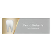 Tandarts Modern Goud & Grijs Tandarts Assistent Naambadge (Voorkant)