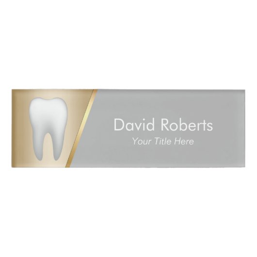 Tandarts Modern Goud & Grijs Tandarts Assistent Naambadge (Voorkant)