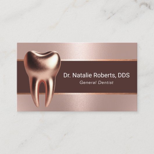 Tandarts Modern Roos Gouden Tand Tandverzorging Visitekaartje (Voorkant)