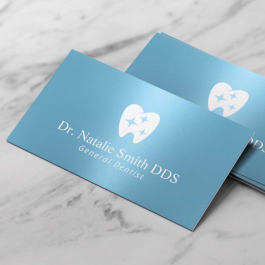 Tandarts Modern Sparkle Tooth Logo Blauw Tandheelk Visitekaartje