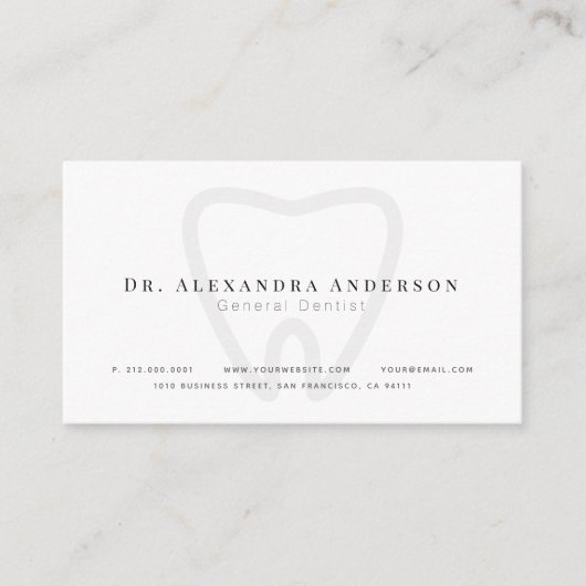 Tandarts Modern Wit Afspraakkaart Visitekaartje (Voorkant)