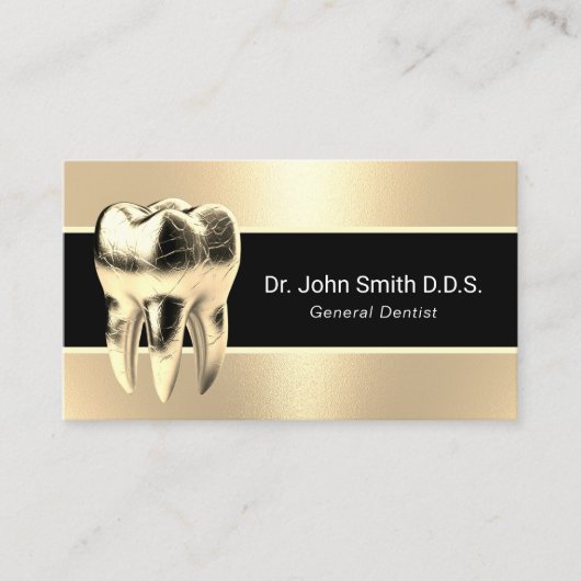Tandarts Moderne Gouden 3D Tand Tandverzorging Visitekaartje (Voorkant)