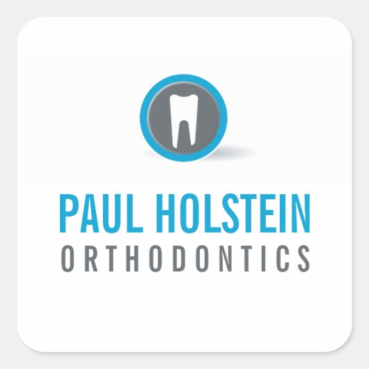 TANDARTS moderne professionele tand logo grijs bla Vierkante Sticker (Voorkant)