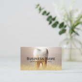 Tandarts Moderne Tand Stijlvolle Gouden Tandheelku Afsprakenkaartje (Staand voorkant)