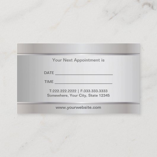 Tandarts Moderne Zilveren Tandheelkundige Afspraak Afsprakenkaartje (Achterkant)