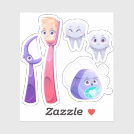 Tandarts mondhygiëne schattige karakter Cartoons Sticker