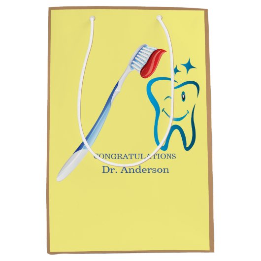 Tandarts Monogram Leuke Tandenborstel Gelukkige Ta Medium Cadeauzakje (Voorkant)