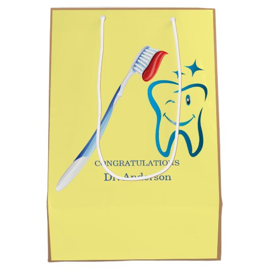 Tandarts Monogram Leuke Tandenborstel Gelukkige Ta Medium Cadeauzakje (Achterkant)